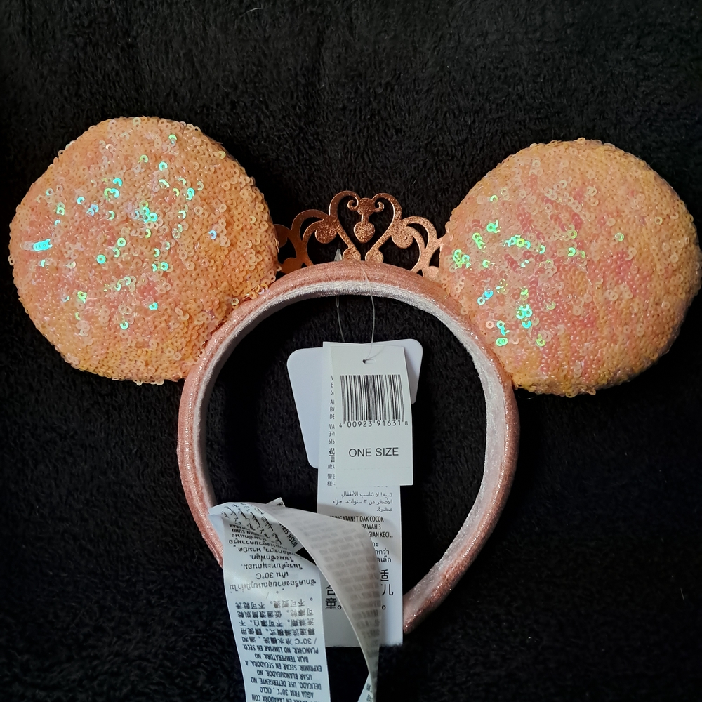 Disney Peach Sequin Tiara Ears Headband - Picture 2 of 4